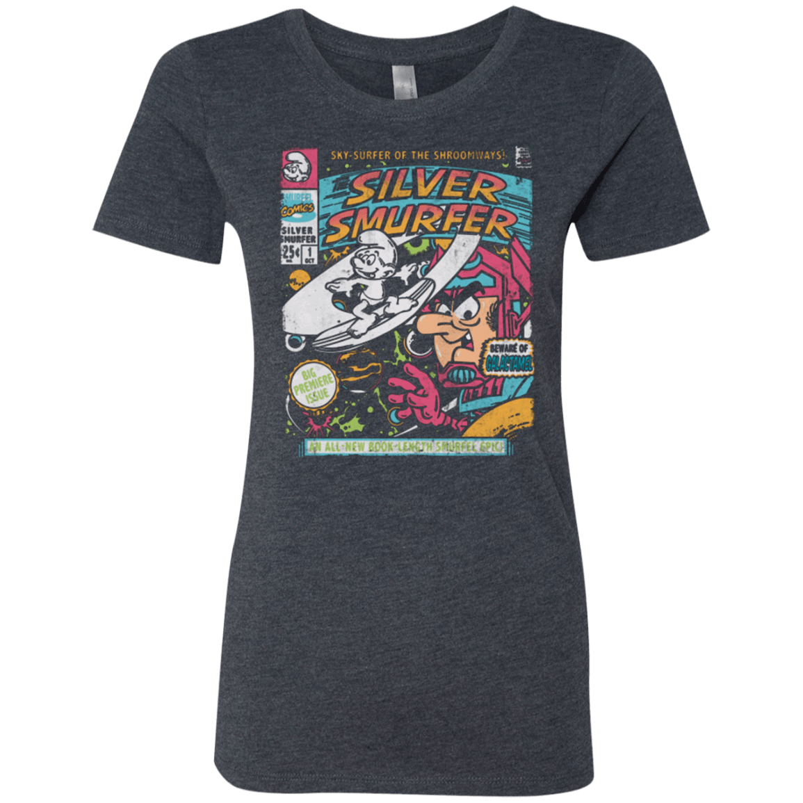 T-Shirts Vintage Navy / Small Silver Smurfer Women's Triblend T-Shirt