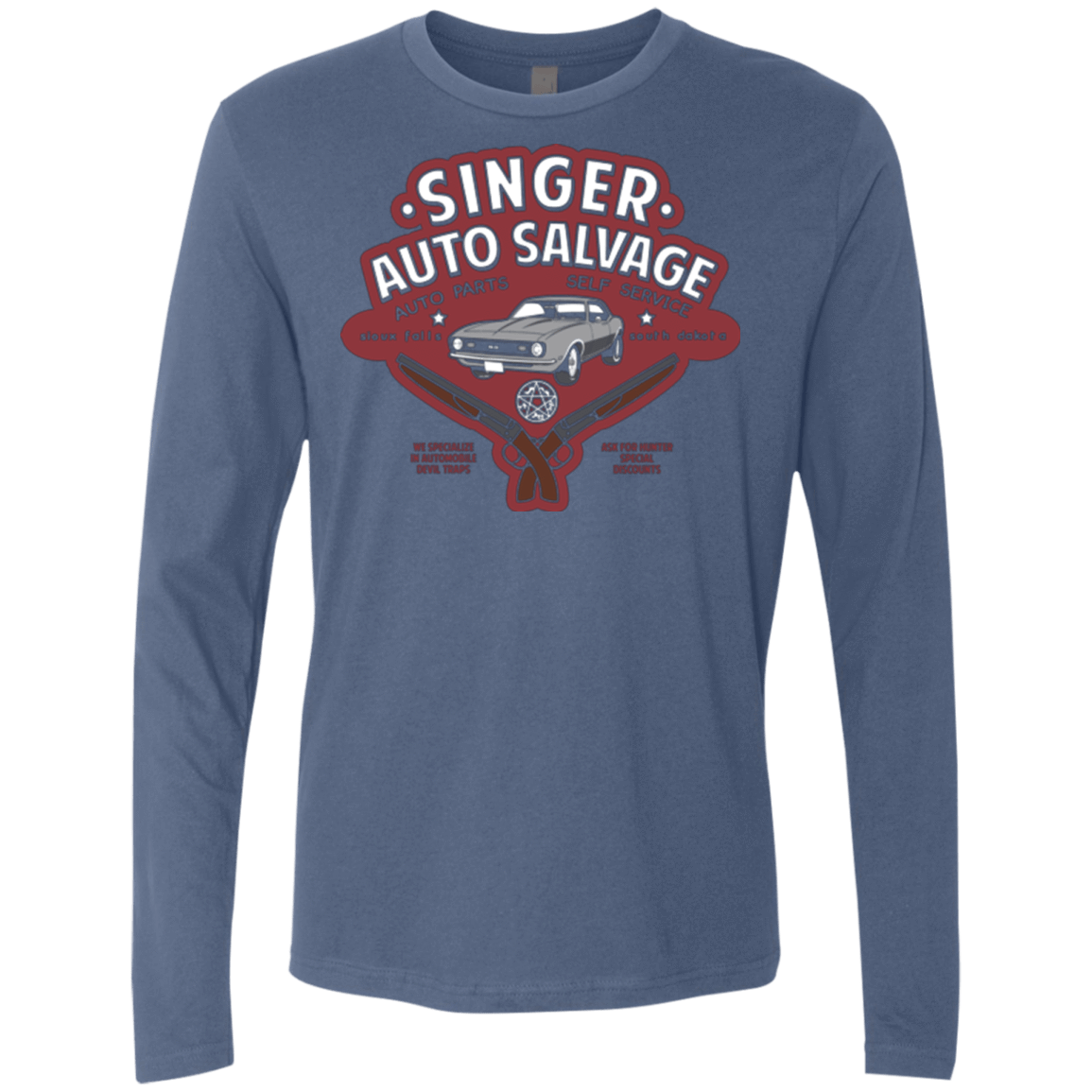 T-Shirts Indigo / Small Singer Auto Salvage Men's Premium Long Sleeve