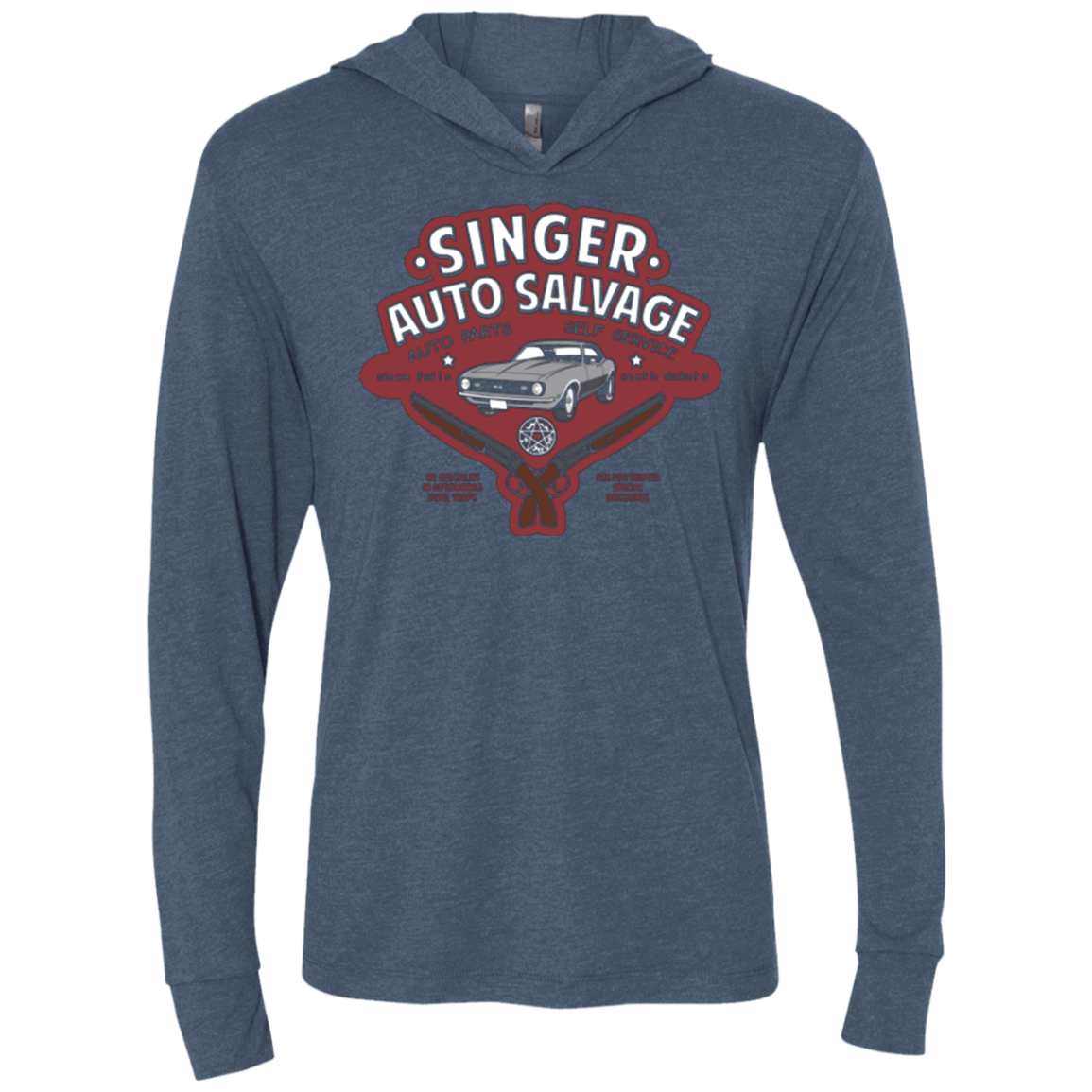 T-Shirts Indigo / X-Small Singer Auto Salvage Triblend Long Sleeve Hoodie Tee