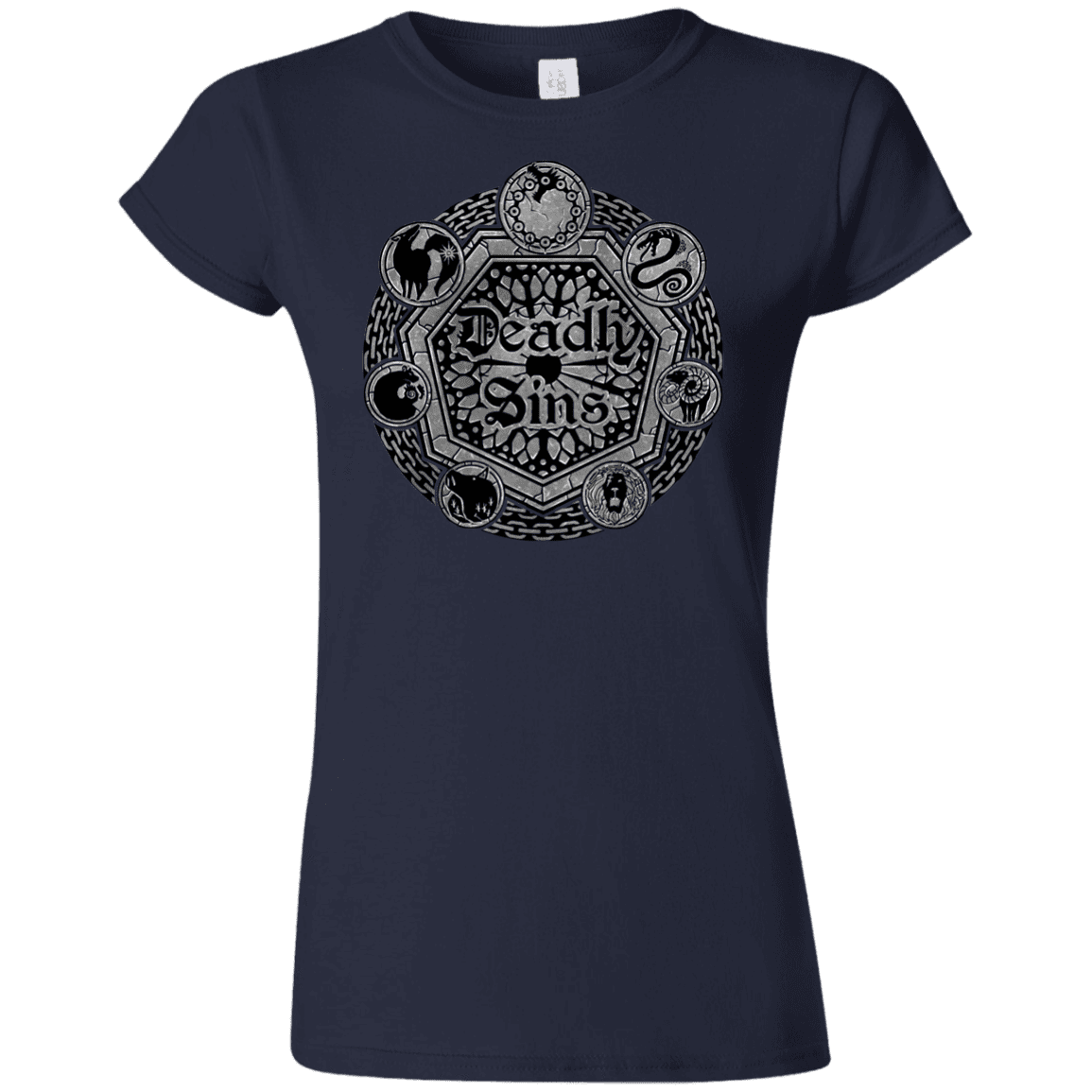 T-Shirts Navy / S Sins Shield Junior Slimmer-Fit T-Shirt