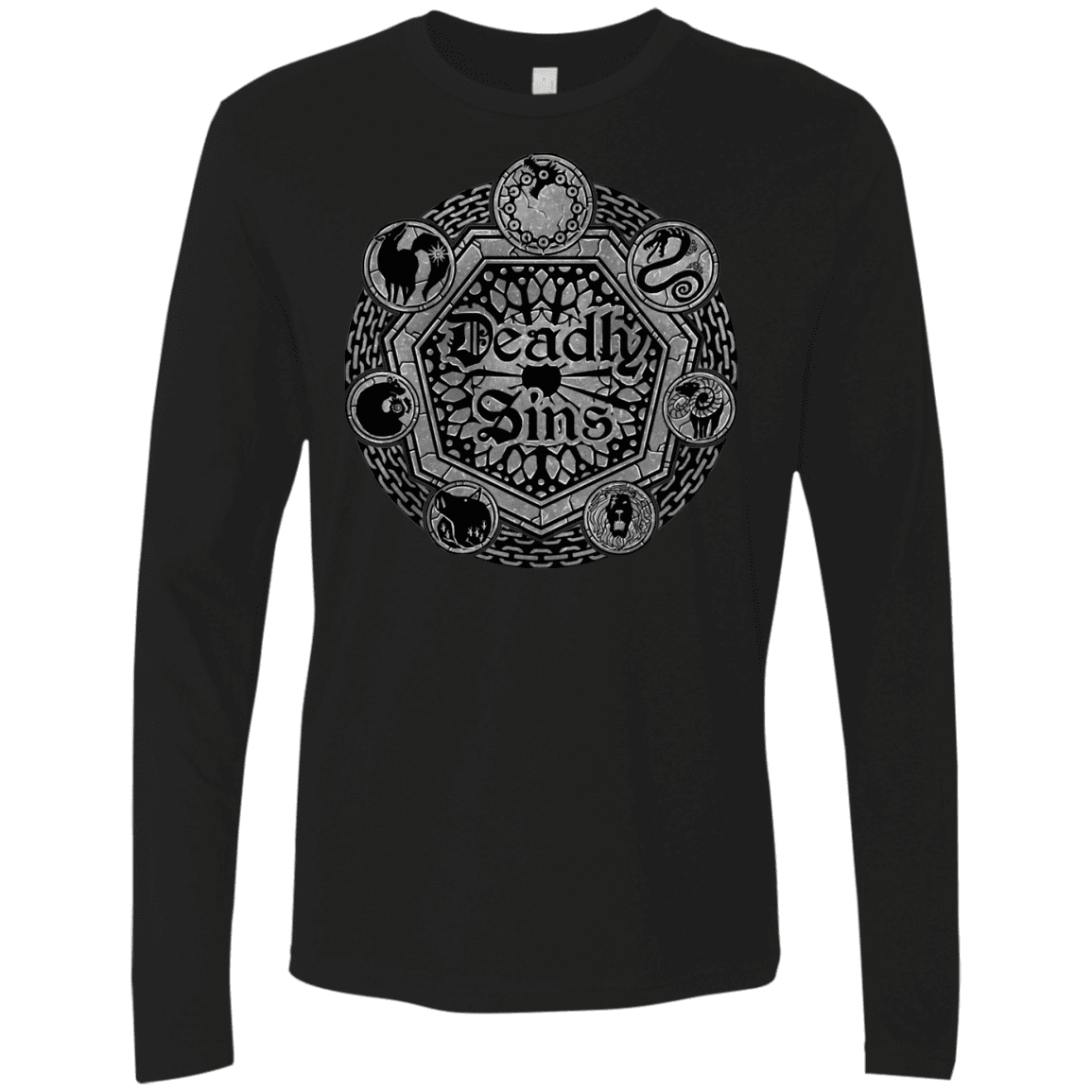 T-Shirts Black / S Sins Shield Men's Premium Long Sleeve