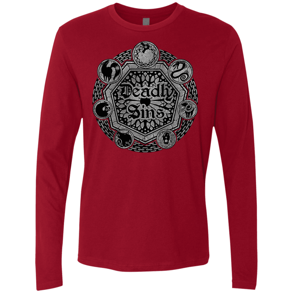 T-Shirts Cardinal / S Sins Shield Men's Premium Long Sleeve