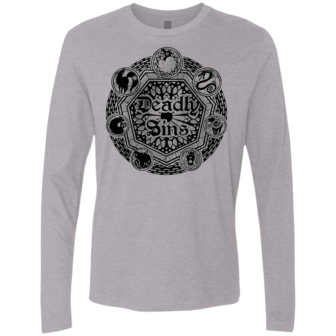 T-Shirts Heather Grey / S Sins Shield Men's Premium Long Sleeve
