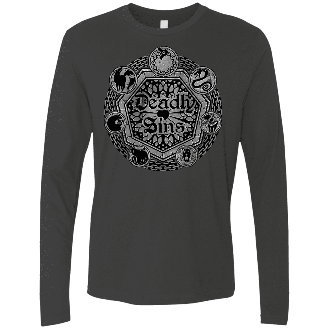T-Shirts Heavy Metal / S Sins Shield Men's Premium Long Sleeve
