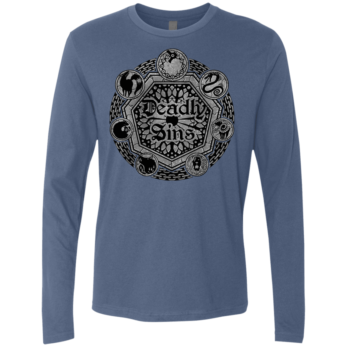 T-Shirts Indigo / S Sins Shield Men's Premium Long Sleeve
