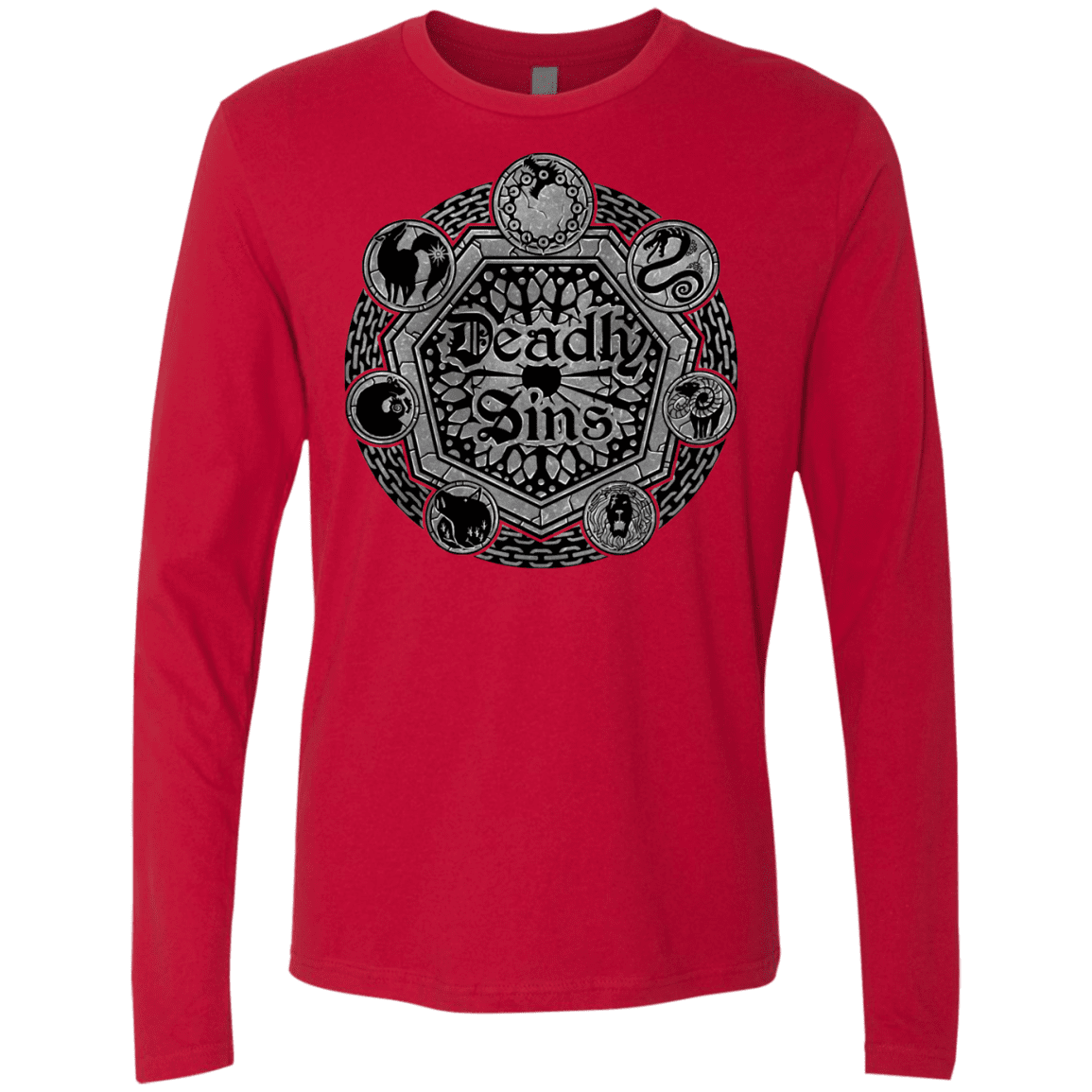 T-Shirts Red / S Sins Shield Men's Premium Long Sleeve