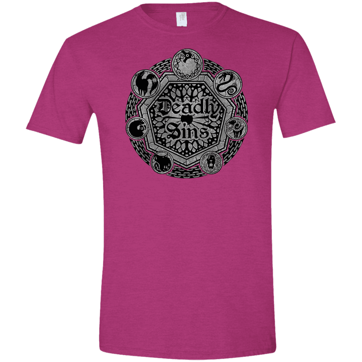 T-Shirts Antique Heliconia / S Sins Shield Men's Semi-Fitted Softstyle