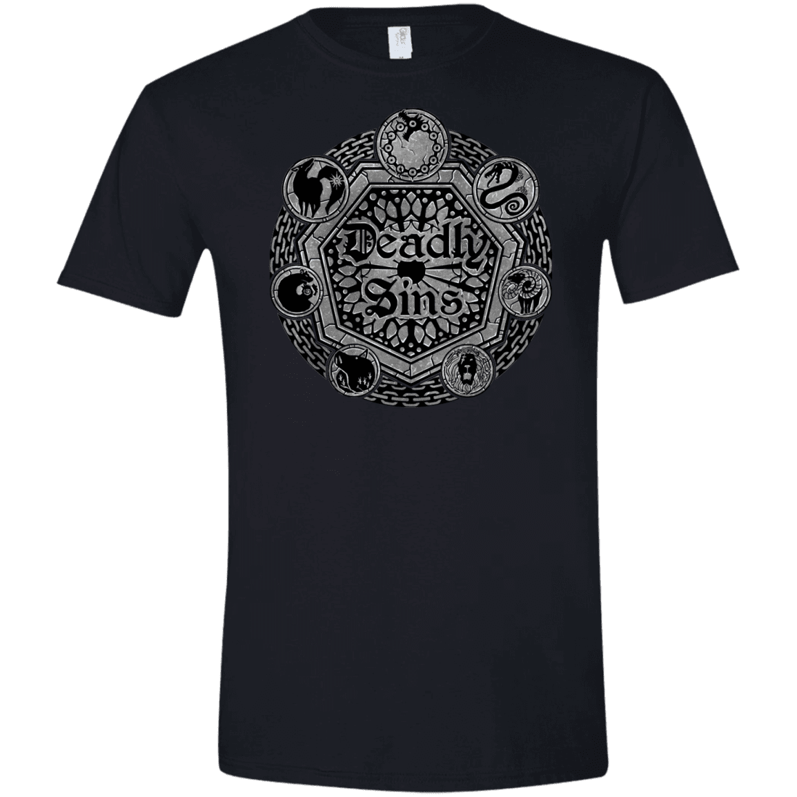 T-Shirts Black / X-Small Sins Shield Men's Semi-Fitted Softstyle