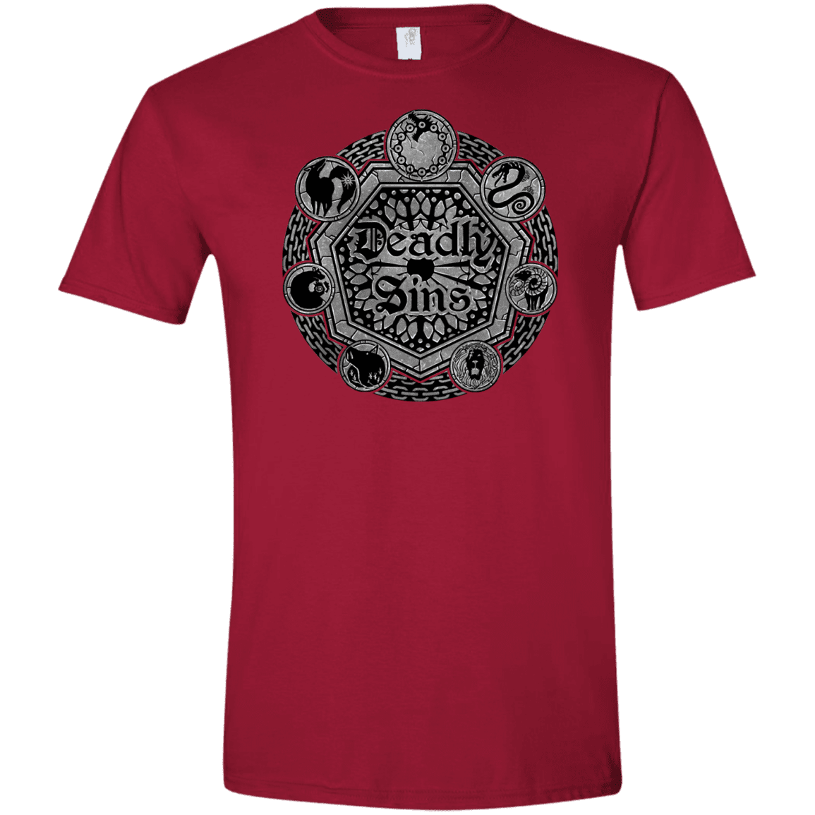 T-Shirts Cardinal Red / S Sins Shield Men's Semi-Fitted Softstyle
