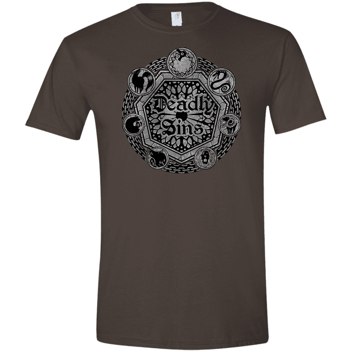 T-Shirts Dark Chocolate / S Sins Shield Men's Semi-Fitted Softstyle