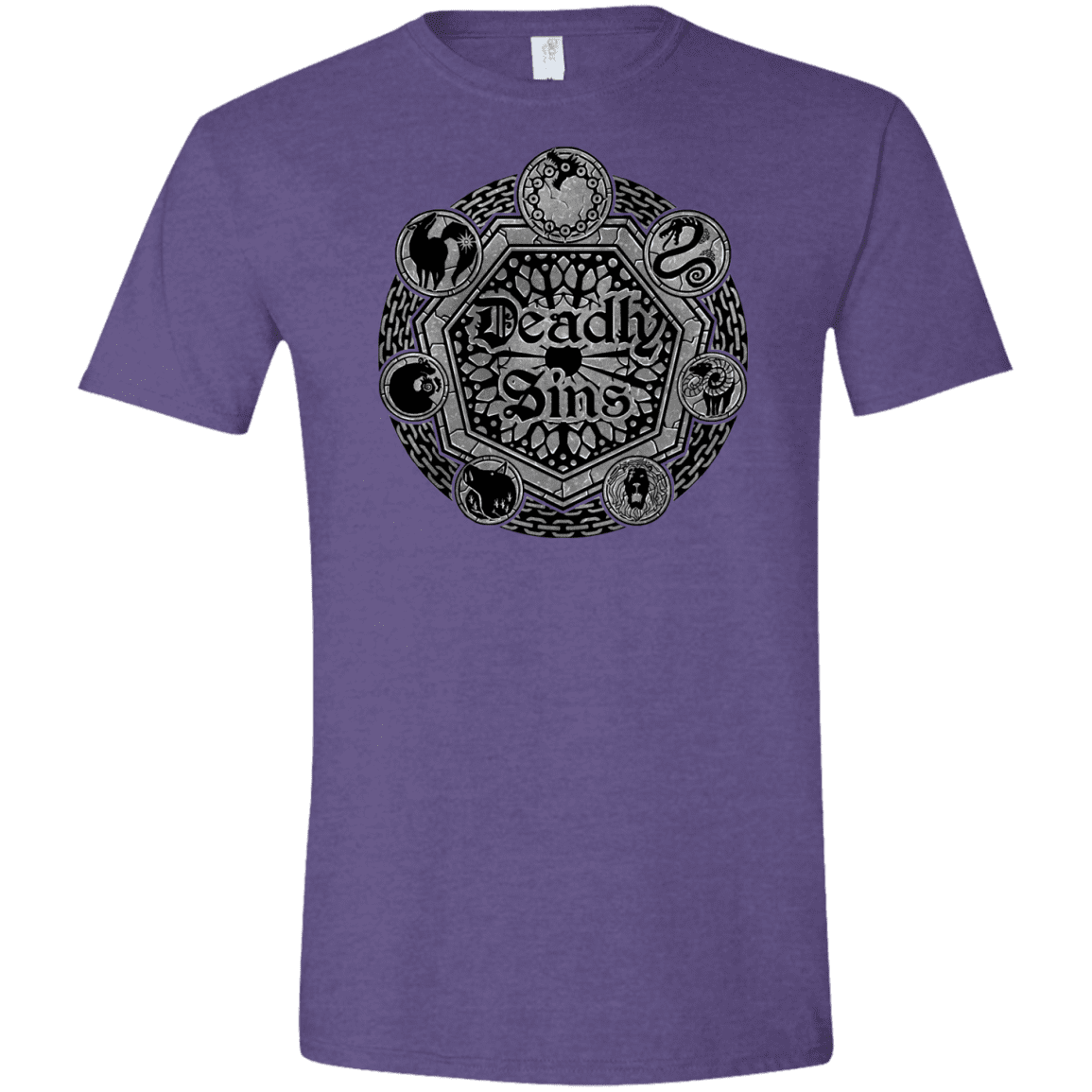 T-Shirts Heather Purple / S Sins Shield Men's Semi-Fitted Softstyle