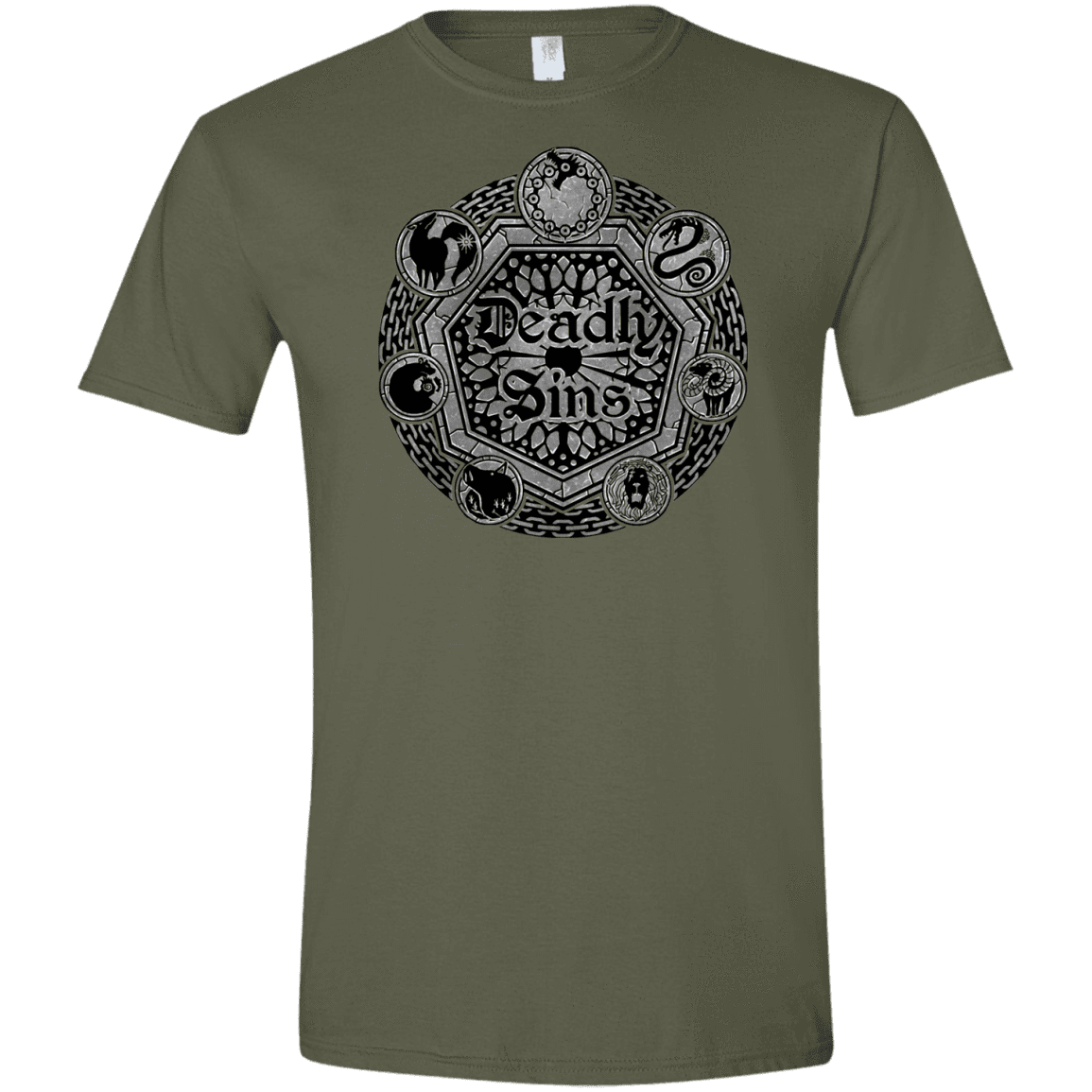 T-Shirts Military Green / S Sins Shield Men's Semi-Fitted Softstyle