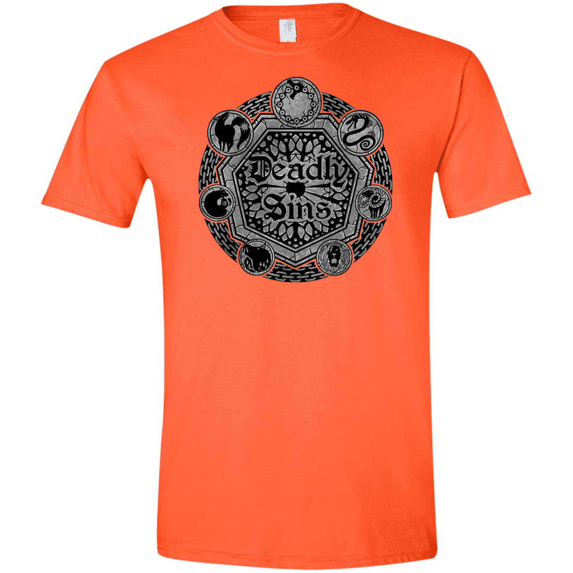 T-Shirts Orange / S Sins Shield Men's Semi-Fitted Softstyle