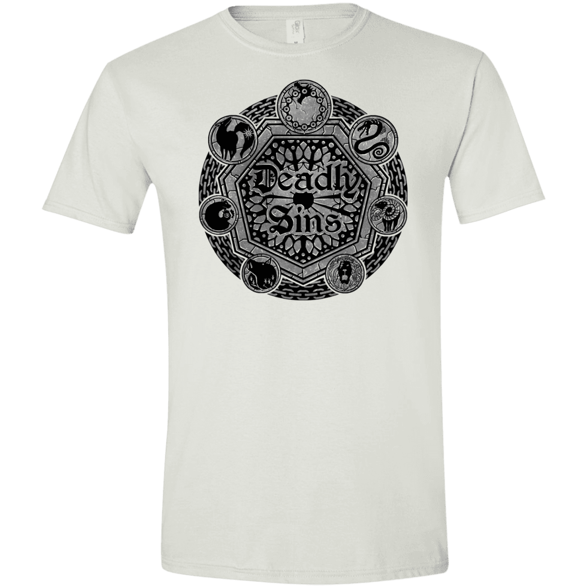 T-Shirts White / X-Small Sins Shield Men's Semi-Fitted Softstyle