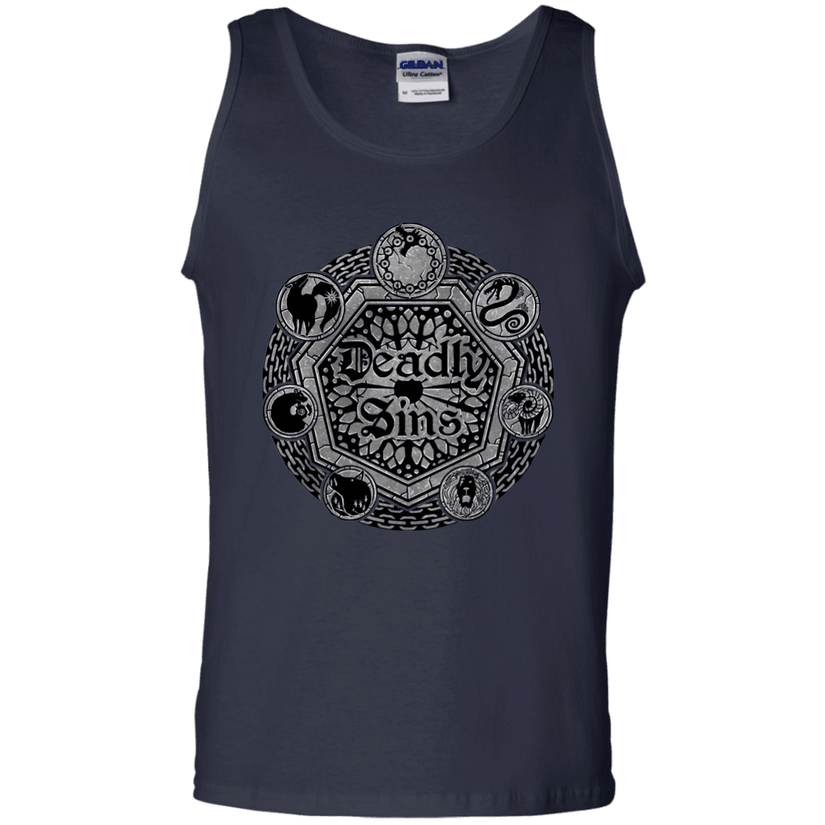T-Shirts Navy / S Sins Shield Men's Tank Top