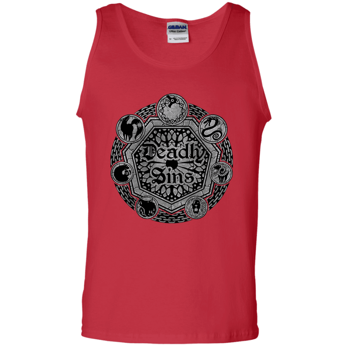 T-Shirts Red / S Sins Shield Men's Tank Top