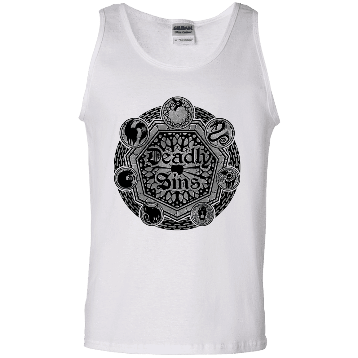 T-Shirts White / S Sins Shield Men's Tank Top