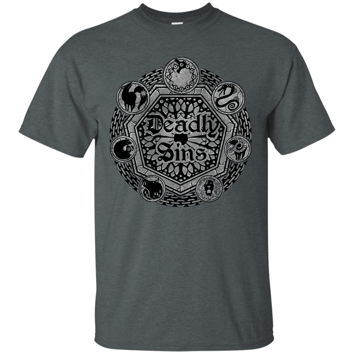 T-Shirts Dark Heather / S Sins Shield T-Shirt