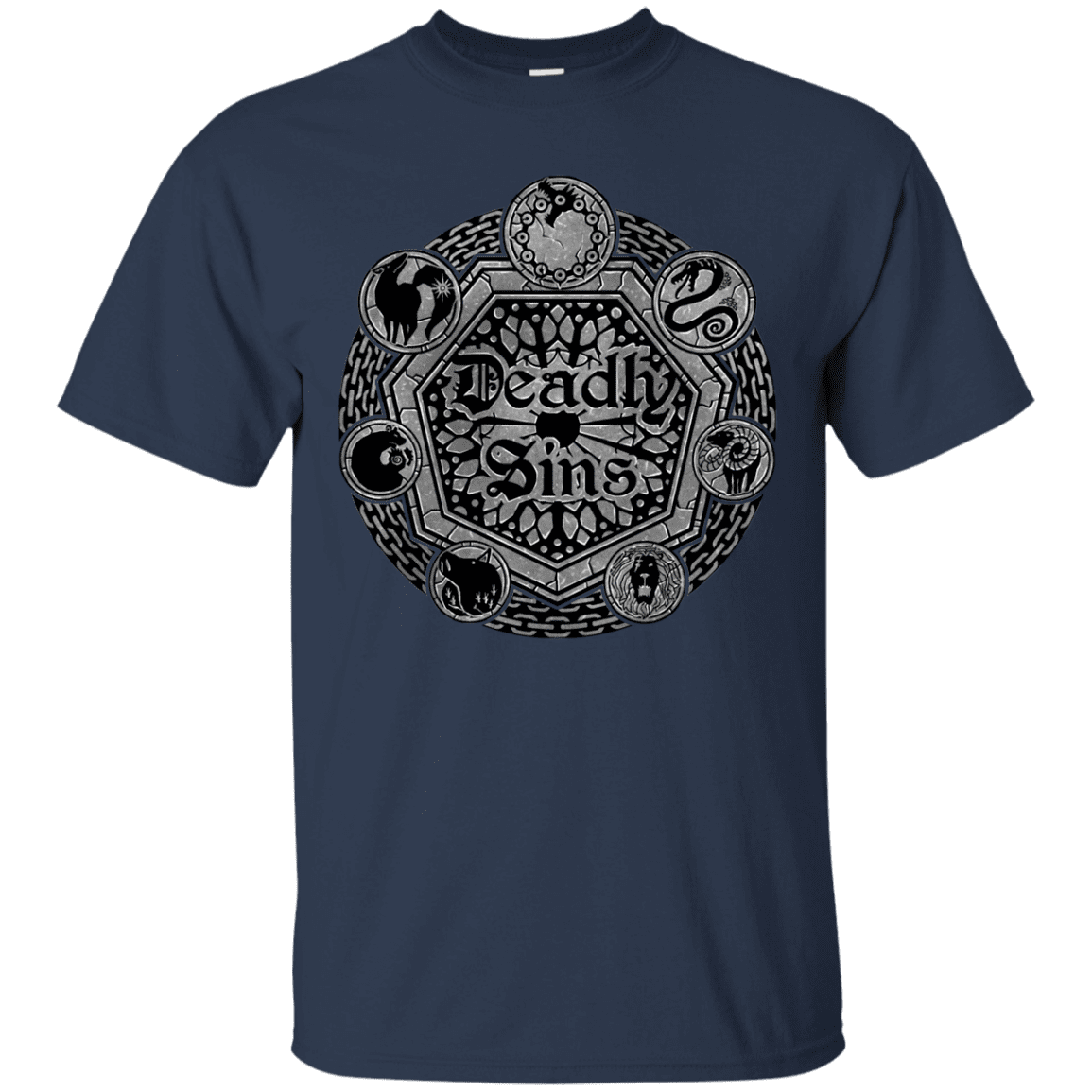 T-Shirts Navy / S Sins Shield T-Shirt