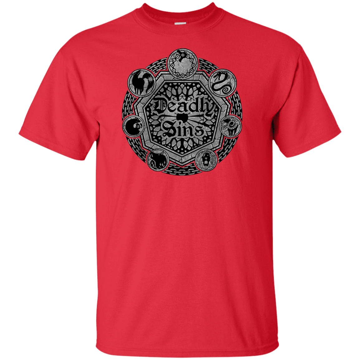 T-Shirts Red / XLT Sins Shield Tall T-Shirt