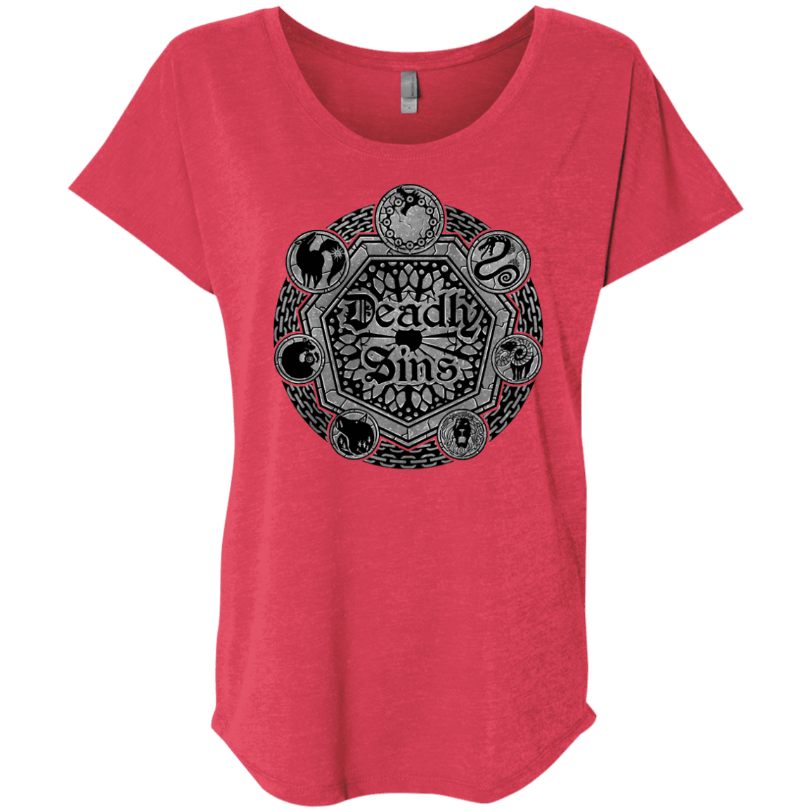 T-Shirts Vintage Red / X-Small Sins Shield Triblend Dolman Sleeve