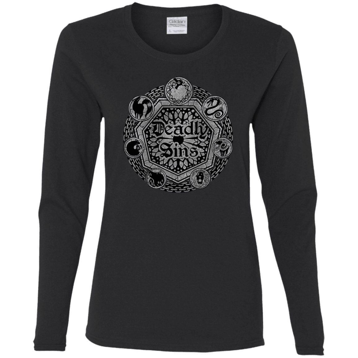 T-Shirts Black / S Sins Shield Women's Long Sleeve T-Shirt