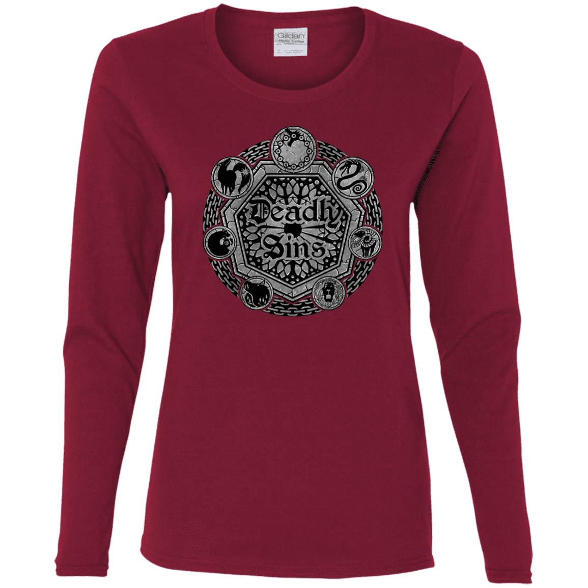 T-Shirts Cardinal / S Sins Shield Women's Long Sleeve T-Shirt