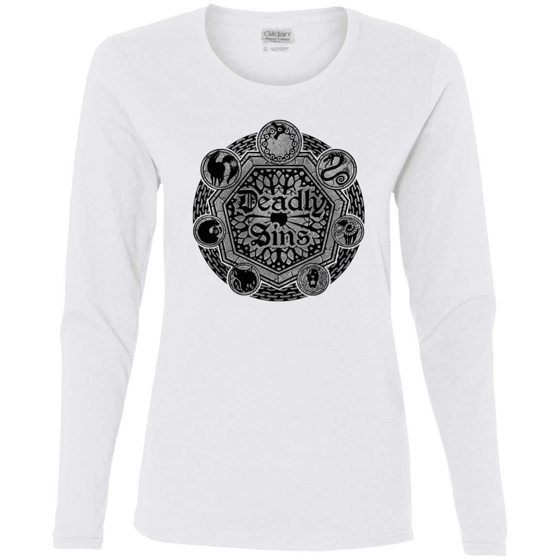 T-Shirts White / S Sins Shield Women's Long Sleeve T-Shirt