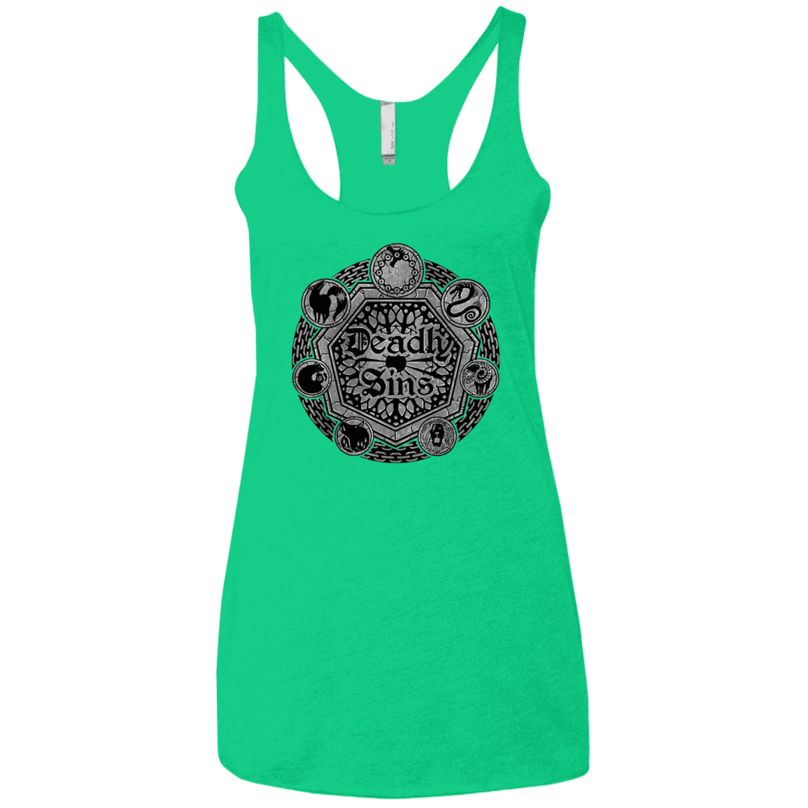 T-Shirts Envy / X-Small Sins Shield Women's Triblend Racerback Tank