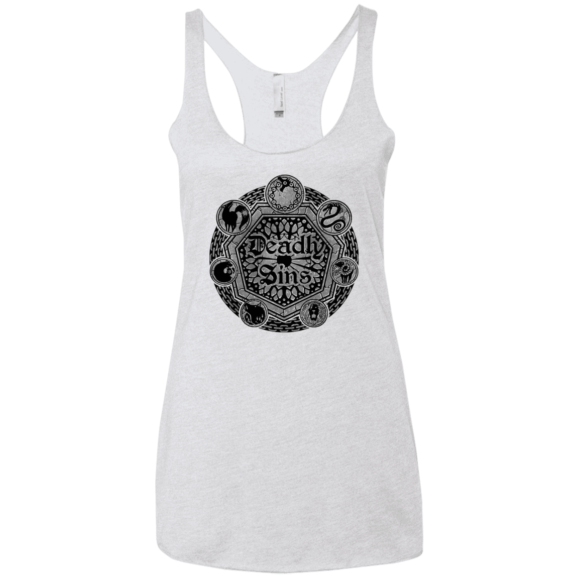 T-Shirts Heather White / X-Small Sins Shield Women's Triblend Racerback Tank