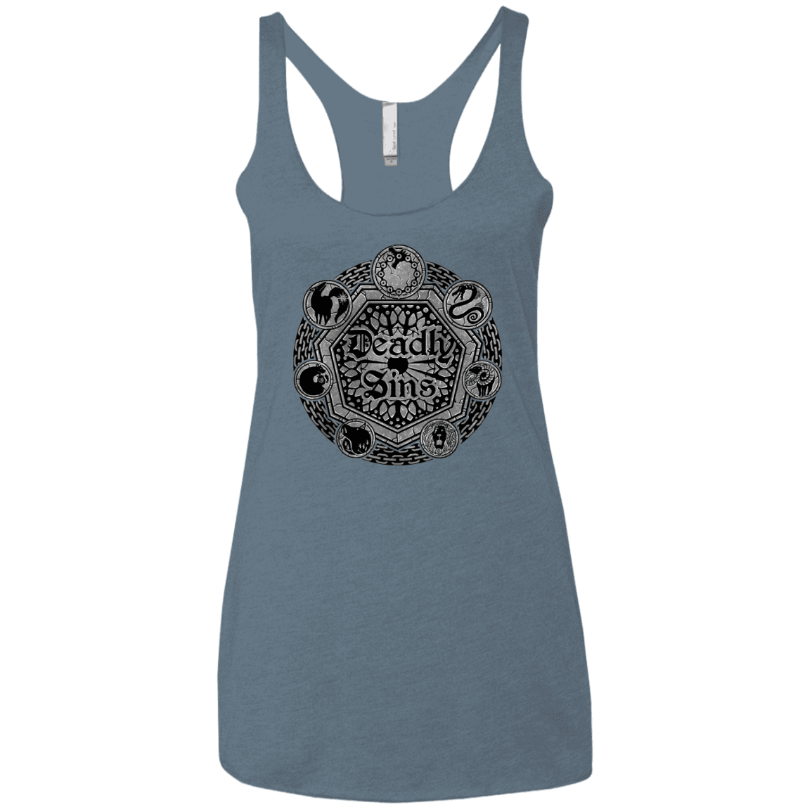 T-Shirts Indigo / X-Small Sins Shield Women's Triblend Racerback Tank