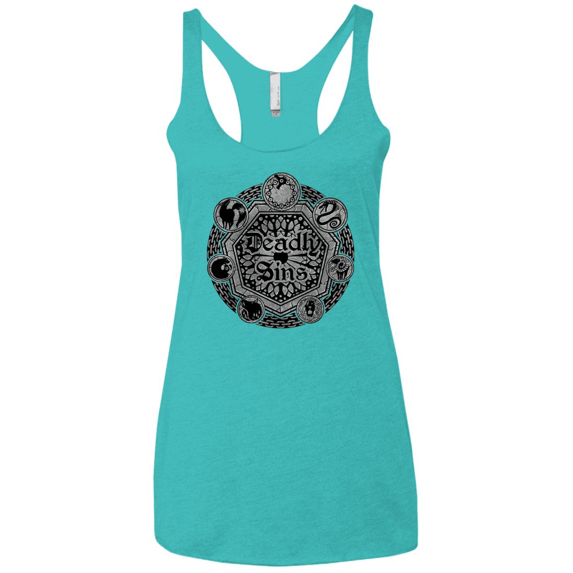 T-Shirts Tahiti Blue / X-Small Sins Shield Women's Triblend Racerback Tank