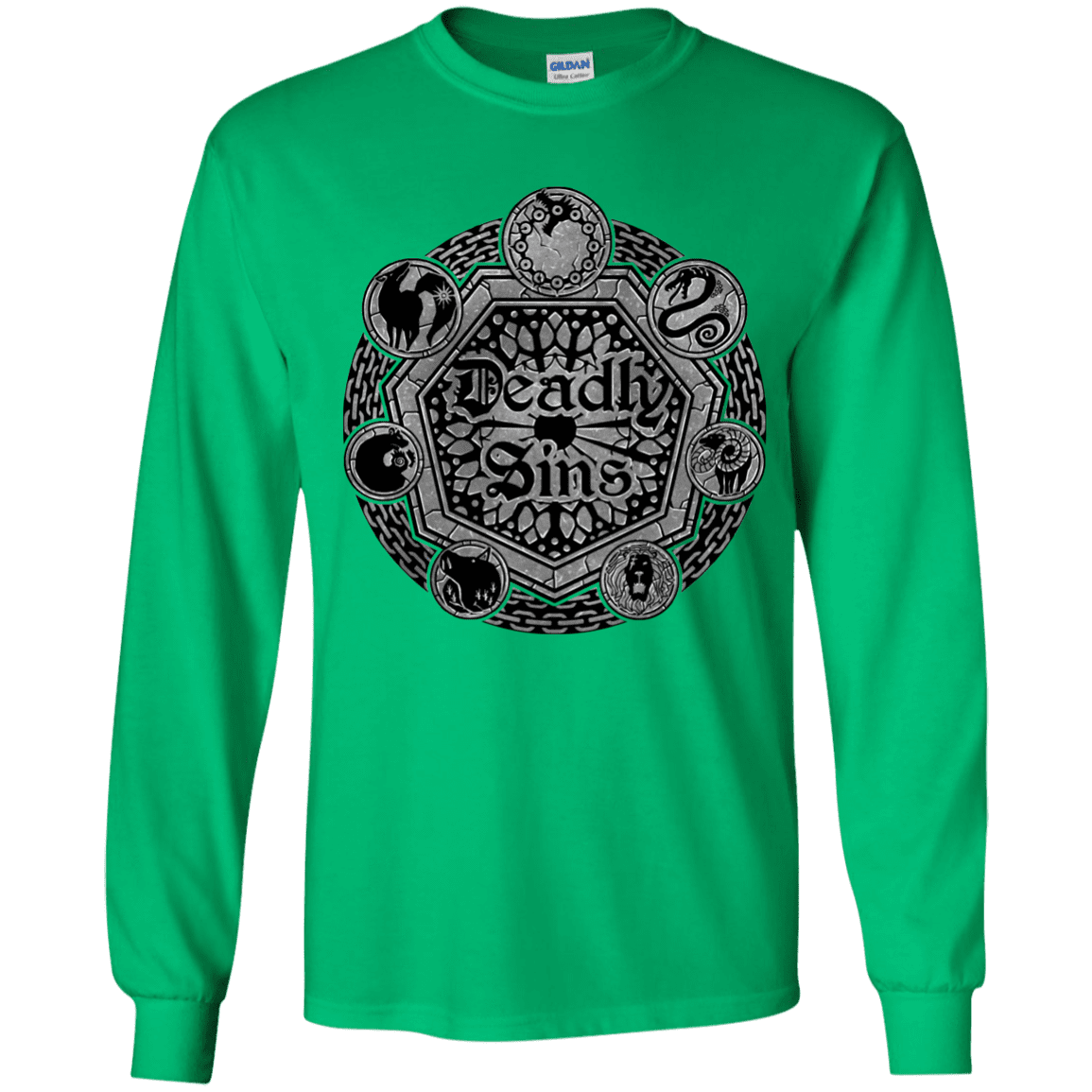 T-Shirts Irish Green / YS Sins Shield Youth Long Sleeve T-Shirt