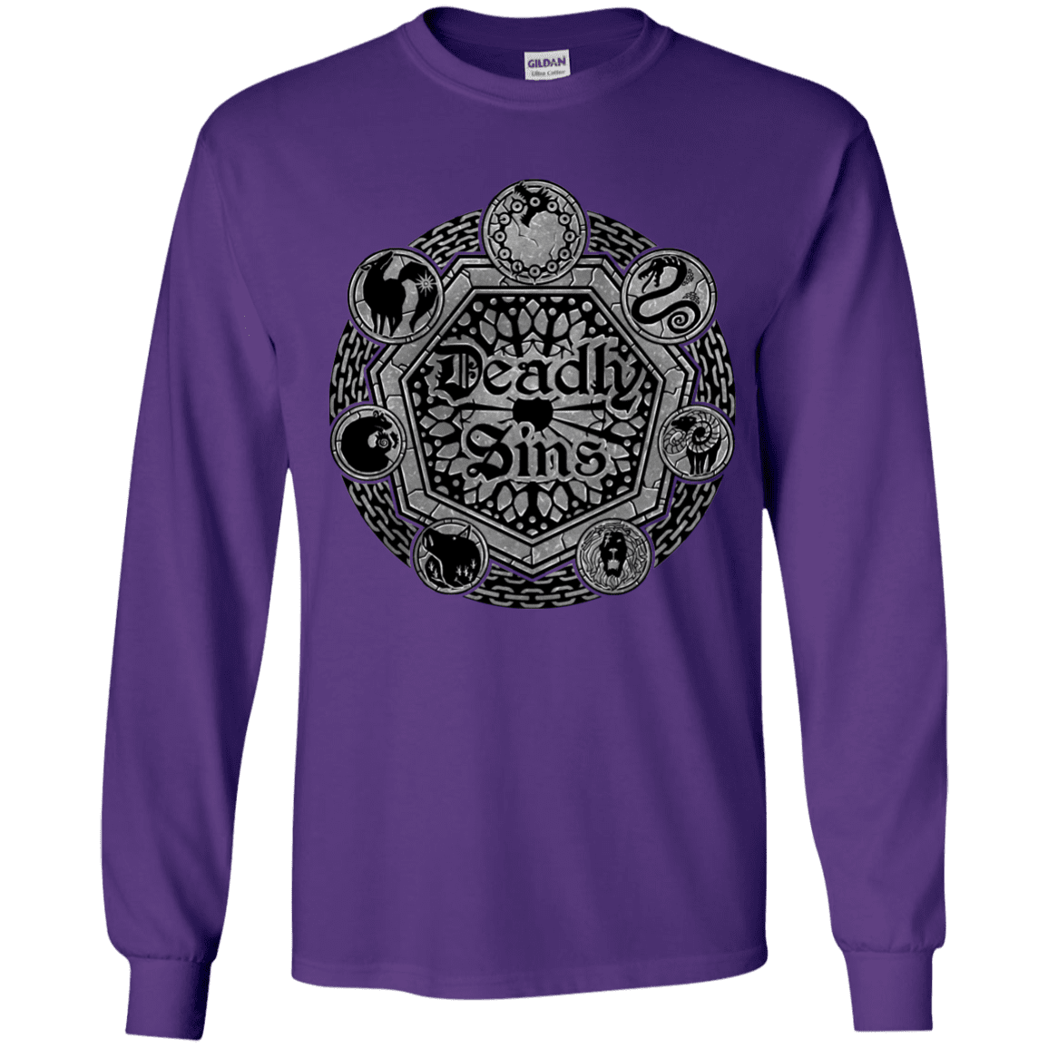 T-Shirts Purple / YS Sins Shield Youth Long Sleeve T-Shirt