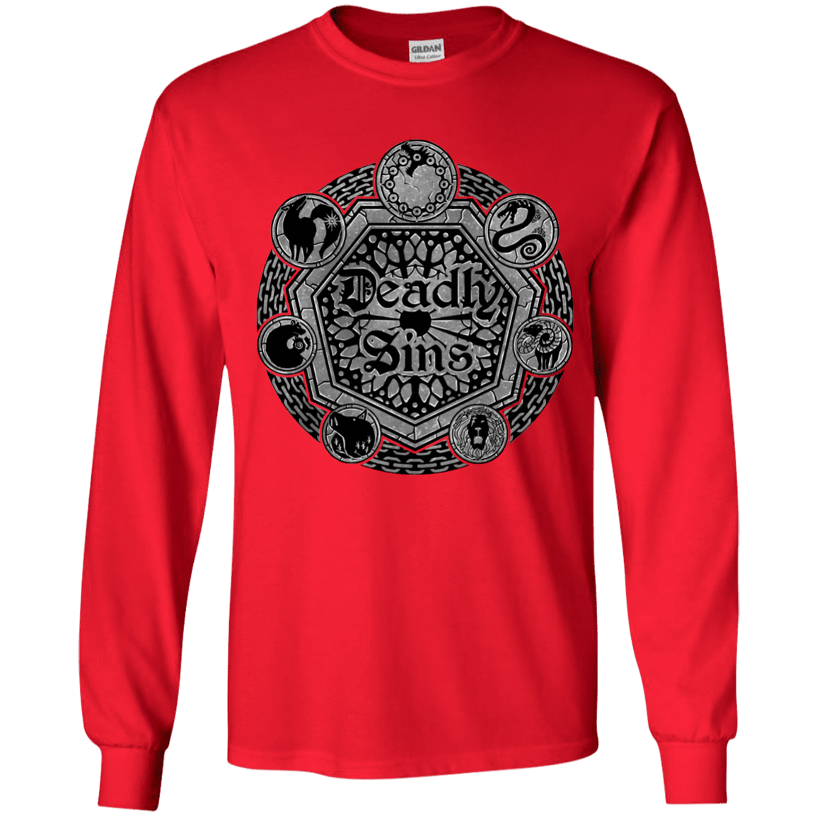 T-Shirts Red / YS Sins Shield Youth Long Sleeve T-Shirt