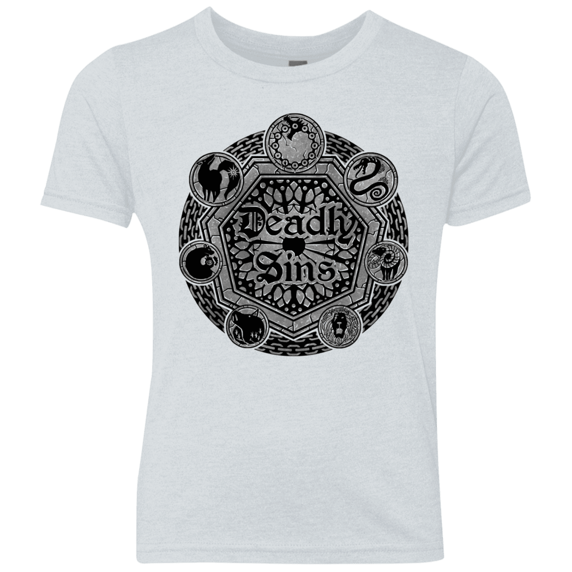 T-Shirts Heather White / YXS Sins Shield Youth Triblend T-Shirt