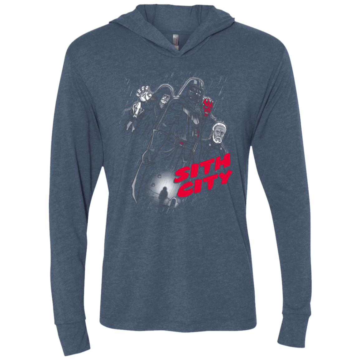 T-Shirts Indigo / X-Small Sith city Triblend Long Sleeve Hoodie Tee