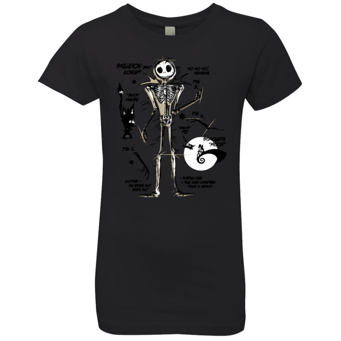 T-Shirts Black / YXS Skeleton Concept Girls Premium T-Shirt