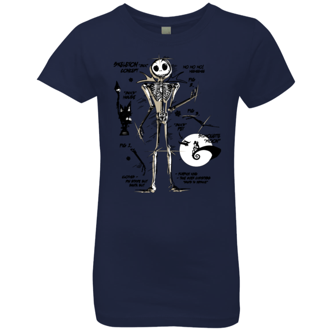 T-Shirts Midnight Navy / YXS Skeleton Concept Girls Premium T-Shirt