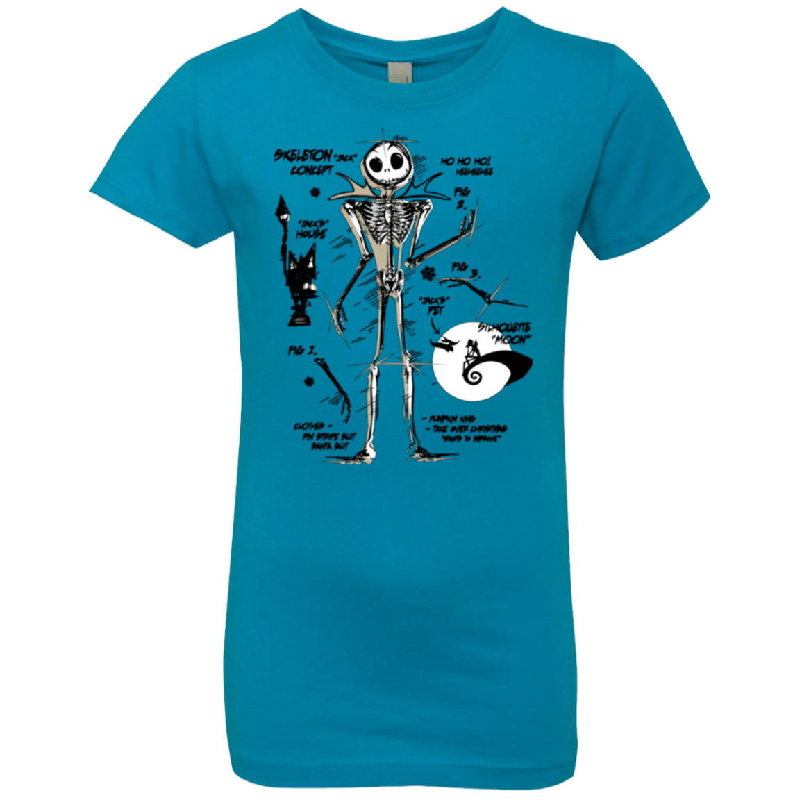 T-Shirts Turquoise / YXS Skeleton Concept Girls Premium T-Shirt