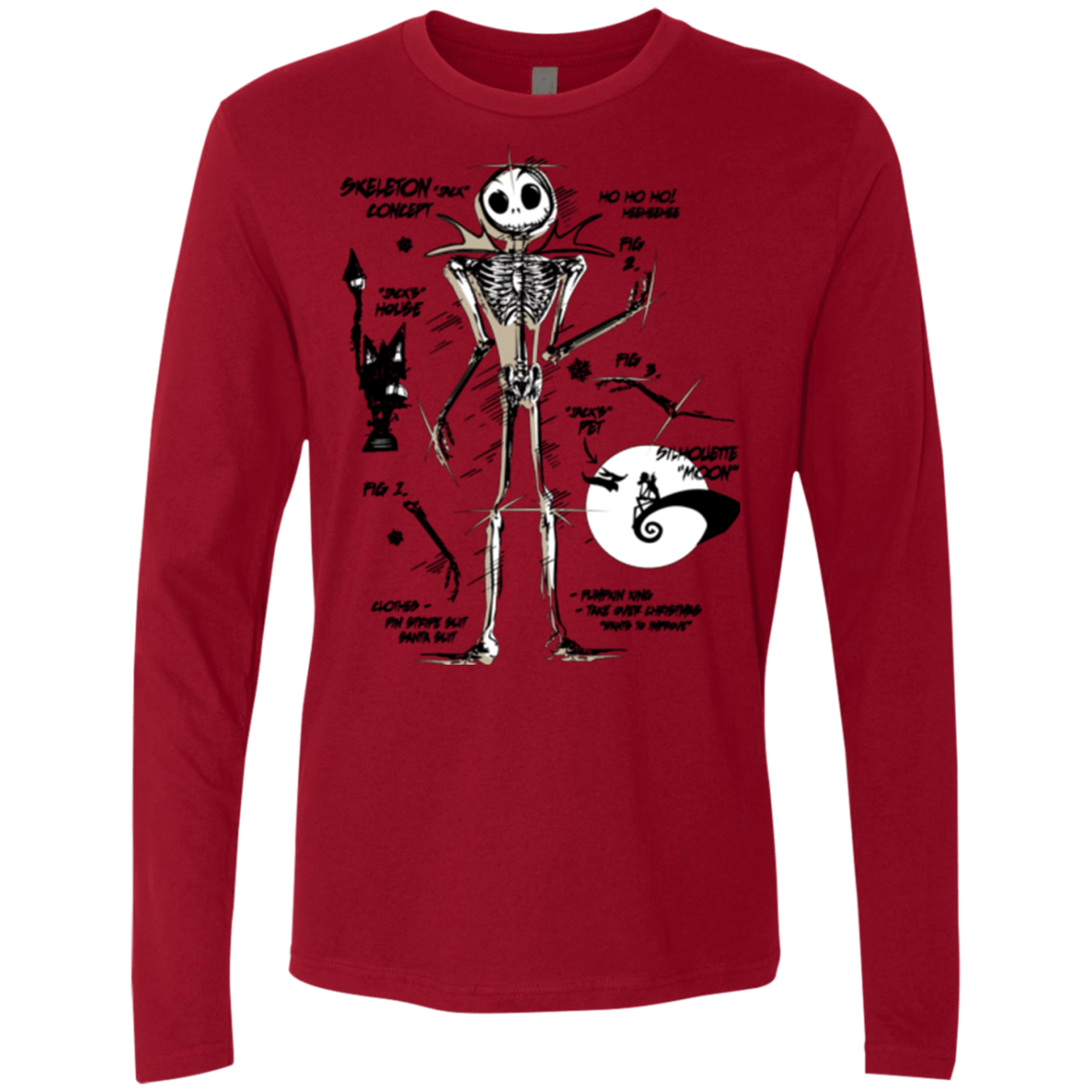 T-Shirts Cardinal / Small Skeleton Concept Men's Premium Long Sleeve