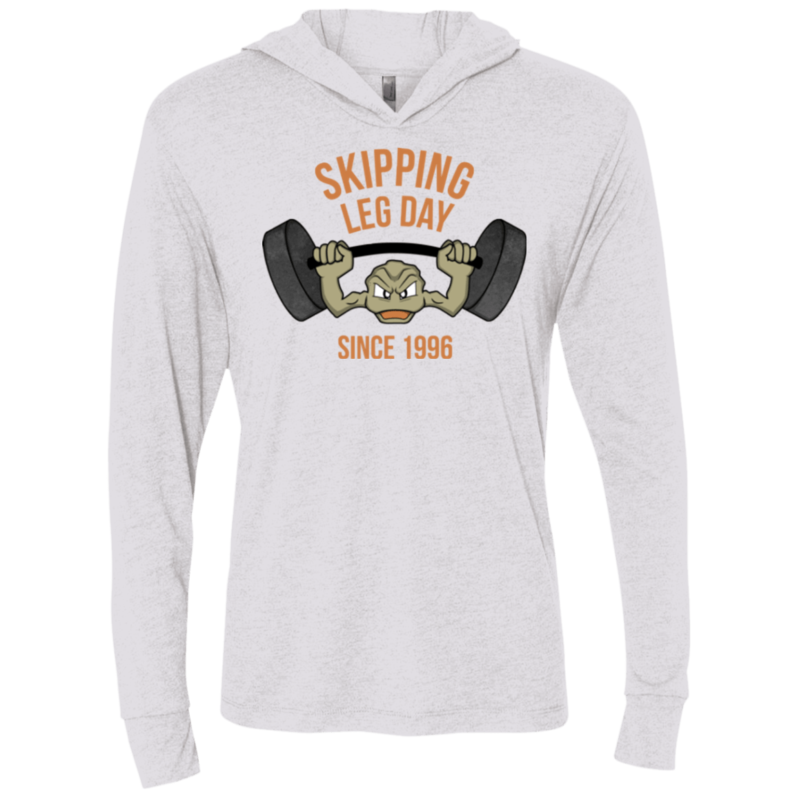 T-Shirts Heather White / X-Small Skipping Leg Day Triblend Long Sleeve Hoodie Tee