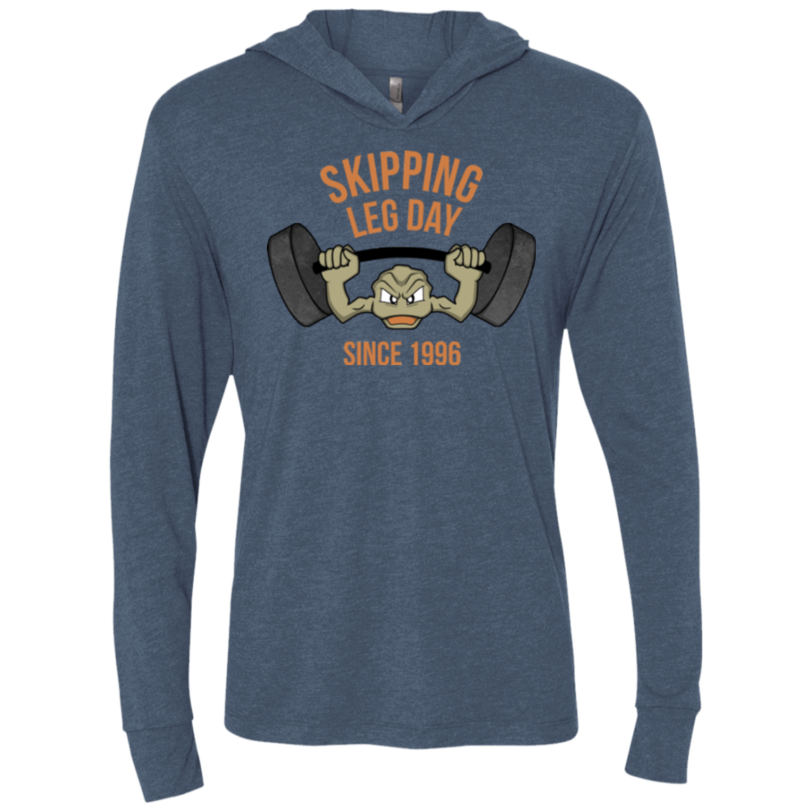 T-Shirts Indigo / X-Small Skipping Leg Day Triblend Long Sleeve Hoodie Tee