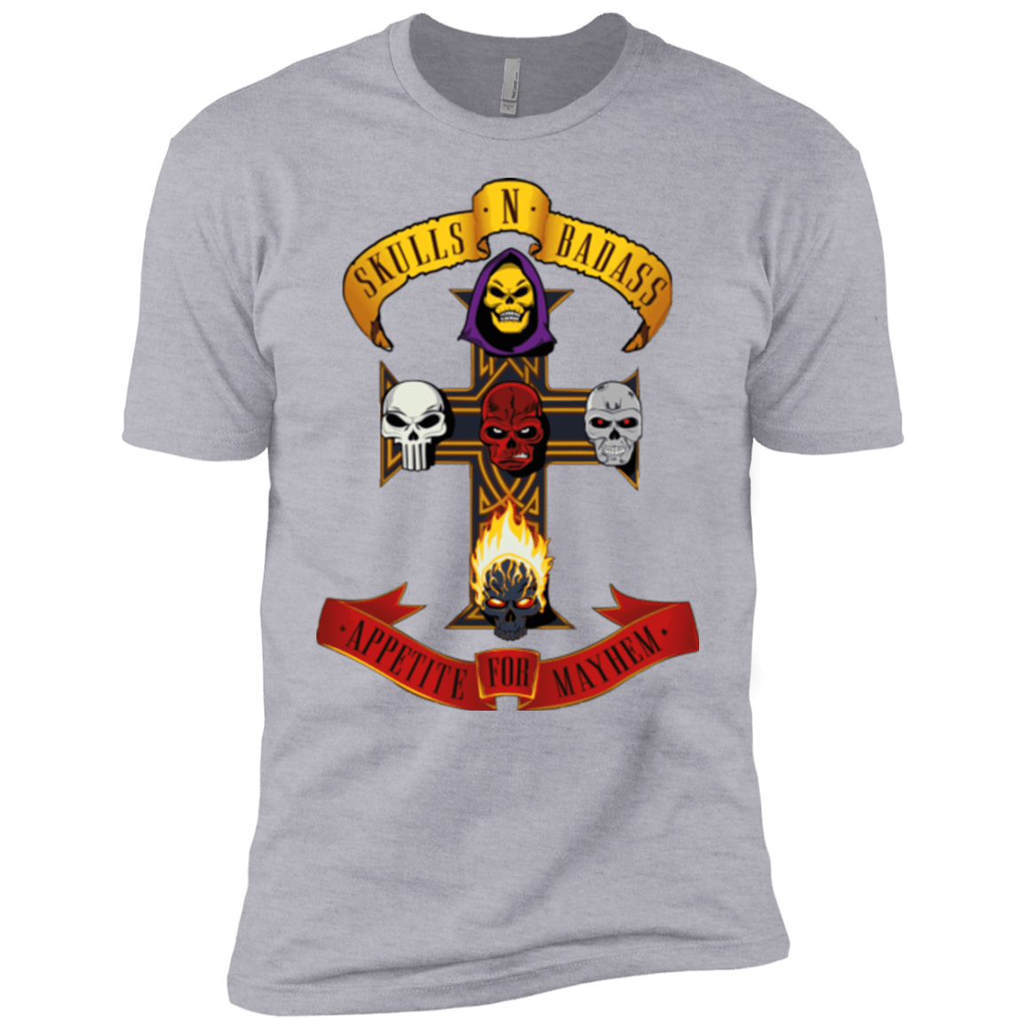 T-Shirts Heather Grey / YXS Skull And Badass Boys Premium T-Shirt