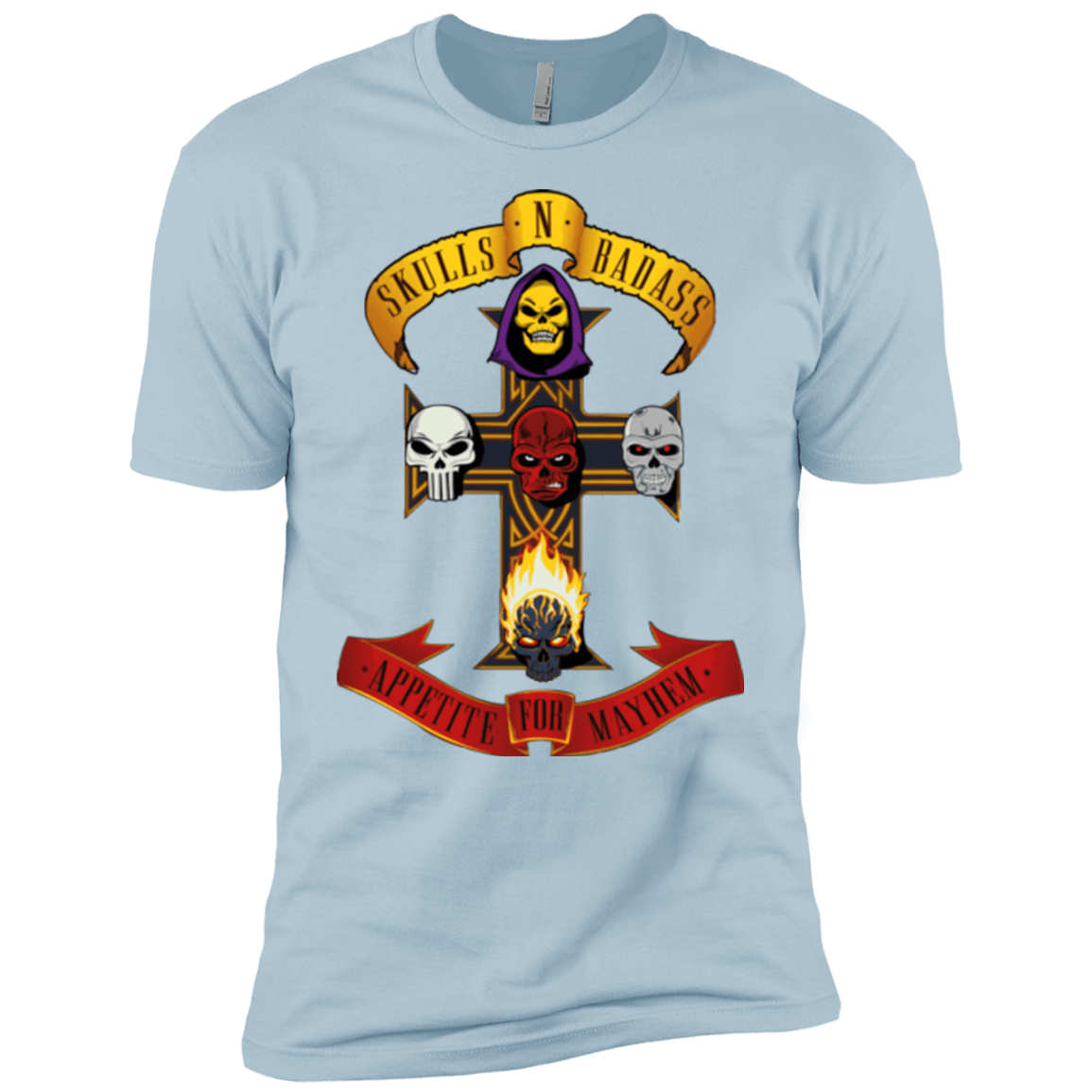 T-Shirts Light Blue / YXS Skull And Badass Boys Premium T-Shirt