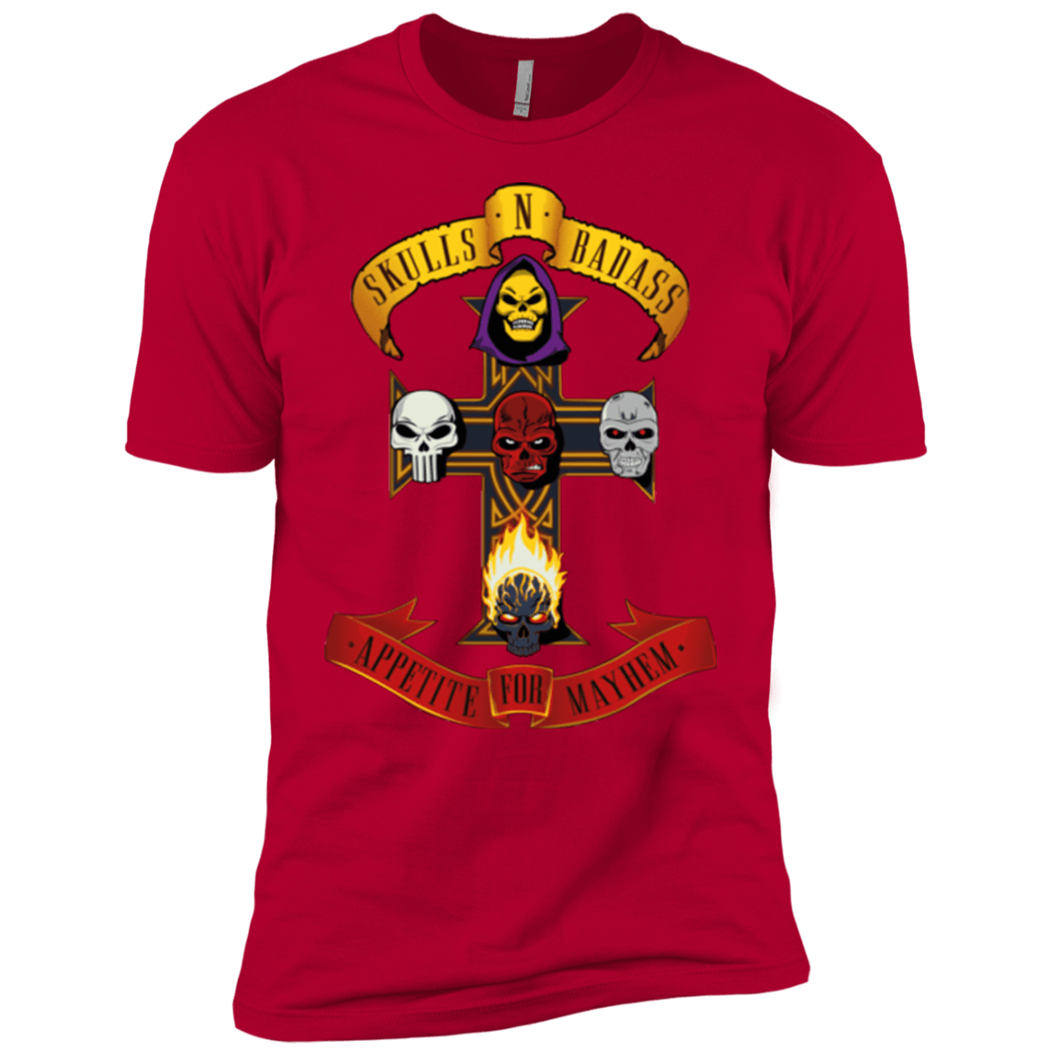 T-Shirts Red / YXS Skull And Badass Boys Premium T-Shirt