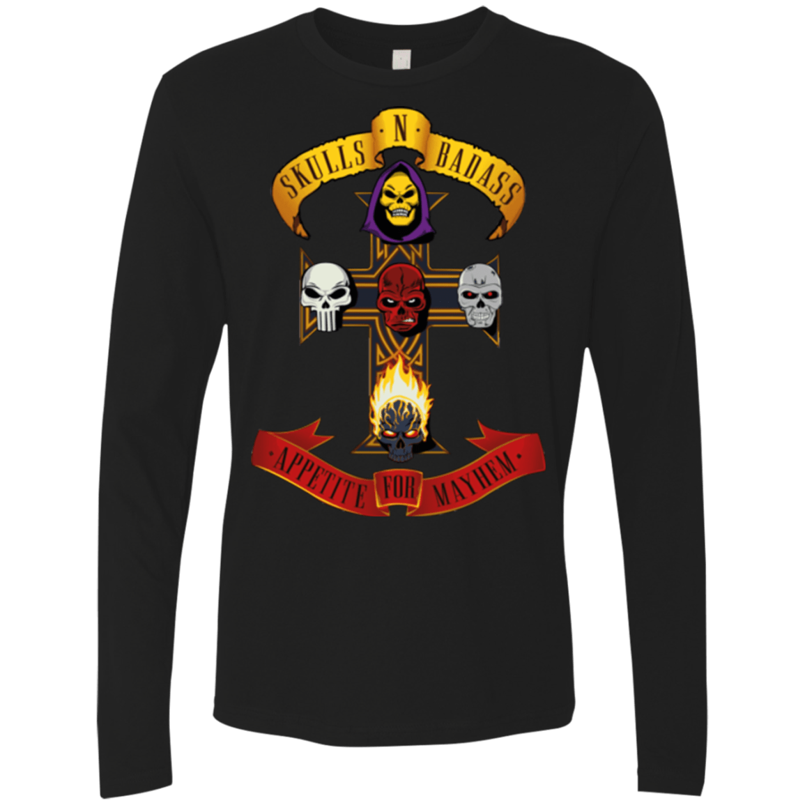 T-Shirts Black / Small Skull And Badass Men's Premium Long Sleeve
