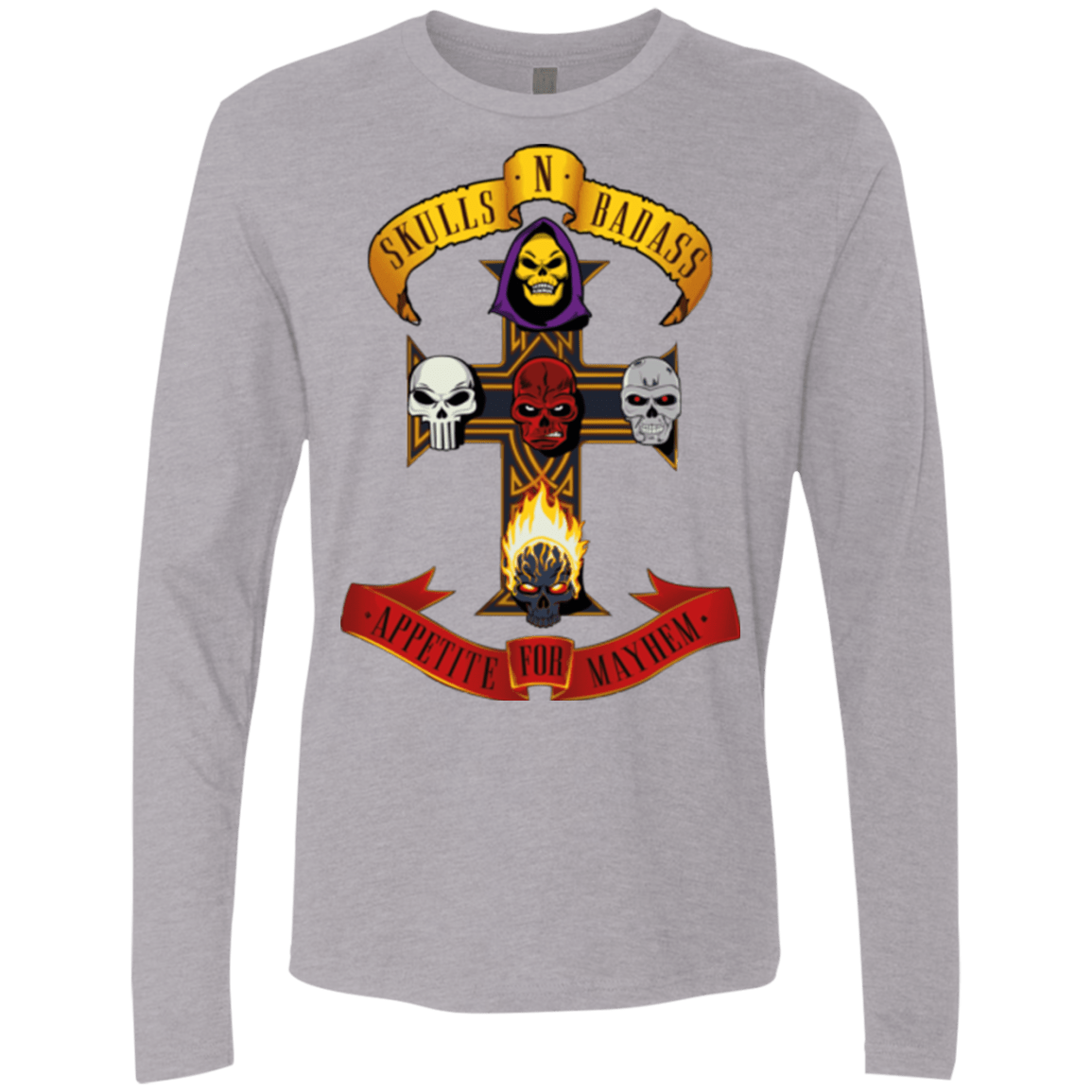 T-Shirts Heather Grey / Small Skull And Badass Men's Premium Long Sleeve
