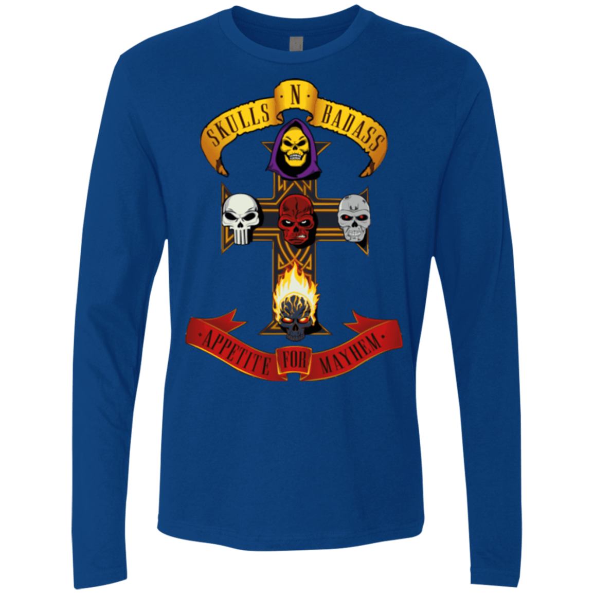 T-Shirts Royal / Small Skull And Badass Men's Premium Long Sleeve