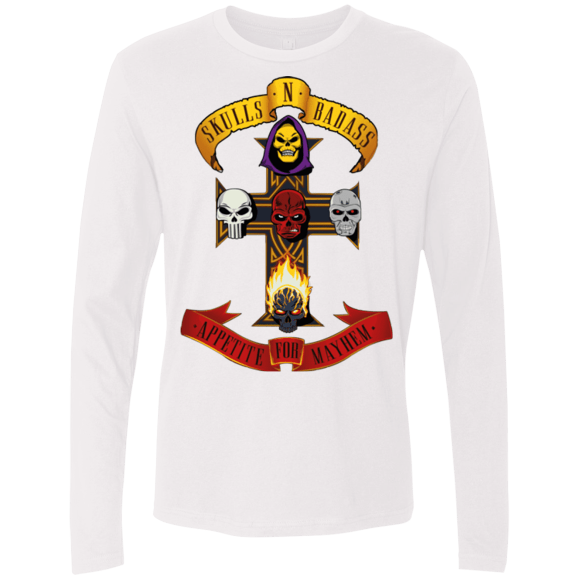T-Shirts White / Small Skull And Badass Men's Premium Long Sleeve